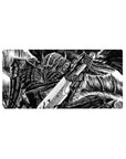 Mouse pad featuring a Berserker warrior, 32x16 inches, with manga-style intensity and chaotic battle scene.