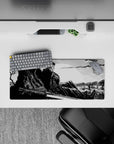 28x12 inches mouse pad showcasing a lone warrior under moonlight, with his blade by his side and fine manga detailing for dark storytelling.
