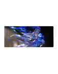 28x12 inches anime girl mouse pad with icy magic art, flowing hair, neon paint-splash ribbons.