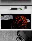 Anime mouse pad 32x16 inches featuring Obito Uchiha's mask with Sharingan from Naruto, in dark, twisted colors.