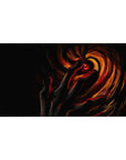 Anime desk pad 40x20 inches featuring Obito Uchiha's mask with Sharingan from Naruto, in dark, moody colors.