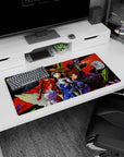 Epic 32x16 mouse pad with bold reds, deep shadows, and hand-painted heroism for a powerful, dramatic storytelling experience