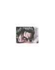 Eren Yeager 14x10 mouse pad with piercing gaze, smoky battlefield, and war-torn face for an intense Attack on Titan look