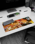 32x12 inches mouse pad featuring a teasing pink-haired girl in white dress and kimono by the river.