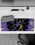 32x12 inches mouse pad with high-intensity anime design, featuring neon green and crimson eyes, dynamic motion, and raw mechanical force.