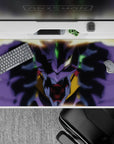 40x20 inches mouse pad with intense anime design, featuring glowing neon green and crimson eyes and a powerful mechanical form for raw energy.