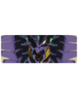 Compact 32x12 inches mouse pad with high-intensity anime design, glowing neon green and crimson eyes, and a mechanical form for an intense look.