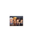 Classic anime girl mouse pad 14x10 inches with four cute girls on a smoky dark-gray background.