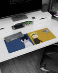 Naruto and Sasuke back to back on extended desk mouse pad 32x12 inches, rivalry duo silhouette scene.