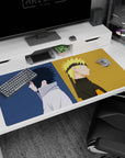 Naruto and Sasuke back to back anime desk pad 40x20 inches, bright hair and cool collar silhouettes.