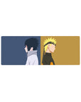 Minimal Naruto Shippuden anime mouse pad 32x12 inches with back-to-back Naruto and Sasuke silhouettes.