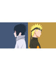 Minimal Naruto Shippuden anime desk pad 36x16 inches with clean split-panel silhouettes.