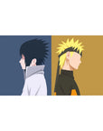 Minimal Naruto Shippuden anime desk pad 40x20 inches with back-to-back silhouettes in split panels.