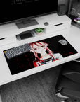 32x16 inches anime mouse pad featuring a soft pink-haired girl staring forward on a dark backdrop.