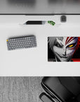 14x10 inches mouse pad with Ichigo’s Shinigami and Hollow forms, showcasing grayscale calm and golden-eyed chaos for an intense design.