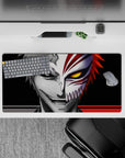 32x16 inches mouse pad with Ichigo’s duality, capturing the sharp contrast between calm grayscale and golden-eyed chaos for intensity.