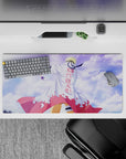 Blue sky and glowing clouds anime mouse pad 32x16 inches, crisp print and heroic village vibe.