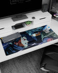 36x16 inches Naruto Shippuden desk pad of Obito Uchiha vs Kakashi Hatake at point-blank range.