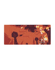 28x12 inches anime mouse pad with jagged ruins, winged creatures, and bold stone pillar silhouettes.