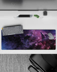 Midnight-to-violet and cotton-candy purple mouse pad 32x12 inches with calm, spacey night-drive vibe.