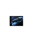 Classic 14x10 inches mouse pad with sleek starship and starlit deep-space background.