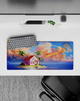 Compact yet detailed 28x12 inch mouse pad showcasing Kame House's tranquility for anime-inspired desks