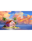 40x20 inch desk pad featuring Kame House with peaceful island vibes for Dragon Ball fans