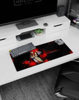 Rias Gremory anime mouse pad, 28x12 inches, fiery red and black design with chess theme from High School DxD.
