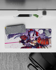 Lavender sky anime mouse pad 28x12 inches in rich red and gold, soft dreamy vibe with petals.