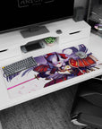 Shuten-douji Fate/Grand Order desk pad 36x16 inches, silver-haired oni with red armor and petals.