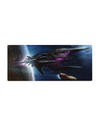 Space starship nebula desk mouse pad, 28x12 inches, sci-fi cockpit style with neon accents.