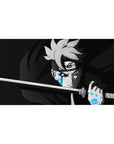 40x20 inches anime desk pad with stealth cloak swirl, sharp linework, and katana-ready ninja artwork.