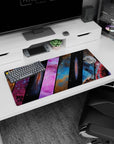 Shutter-like slanted slices through deep space with peppered starlight mouse pad, 32x16 inches.