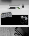 32x12 inches dark otaku mouse pad, deep black with neon red eyes and gritty sketch vibe.