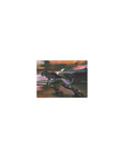 Classic anime mouse pad 14x10 inches with cyber street racer and armored skater in neon city dusk.