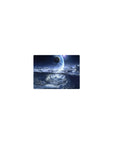Midnight spiral storm clouds and glowing planet classic mouse pad, 14x10 inches.