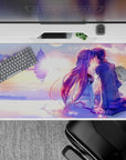 40x20 inches anime mouse pad in peach, lilac, and gold pastels, dreamy romantic stardust glow.
