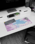 Dynamic Cherry Blossom artwork on 28x12 desk mat perfect for celebrating spring's fresh and serene atmosphere