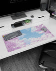 Spring serenity design on 32x16 desk mat brings Cherry Blossom's calming aesthetic to life vividly