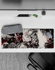 32x12 inches mouse pad with Guts in a chaotic battle, capturing raw emotion and crimson energy in a dark, immersive design.