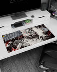 Modern 32x16 inches mouse pad showcasing Guts' struggle against fate, with bold, chaotic artwork and crimson accents capturing raw intensity.