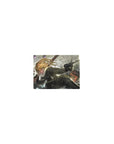 Classic anime girl mouse pad 14x10 inches with battle uniform art, smoke, sparks, and sharp detail.