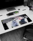 Heartfelt 32x16 mouse pad with soft snowfall, a stolen glance, and warm nostalgic ambiance for a cozy setup