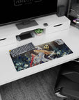 28x12 inches Jean Genshin Impact mouse pad, blonde knight with red ribbon and glowing hair in wind.