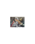 Classic anime girl mouse pad 14x10 inches with knight heroine, sword, petals, and stormy blue desk art.