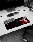 28x12 inches anime girl mouse pad showing a sharp shooter girl in a bold sniper pose with red splash motion.