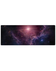 Cosmic nebula starfield desk mouse pad, 32x12 inches, with scattered starlight and painted clouds.