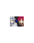 Classic anime girl mouse pad 14x10 inches with split background, two fierce faces, and flower crowns.