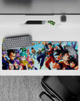 32x12 inches mouse pad with Goku, Vegeta, Gohan, and other Z Fighters, capturing their iconic moments from Dragon Ball Z and Super.