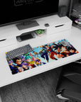 Artistic 32x12 inches mouse pad showcasing Goku, Vegeta, Gohan, and Z Fighters facing off against their foes, ideal for any Dragon Ball fan.